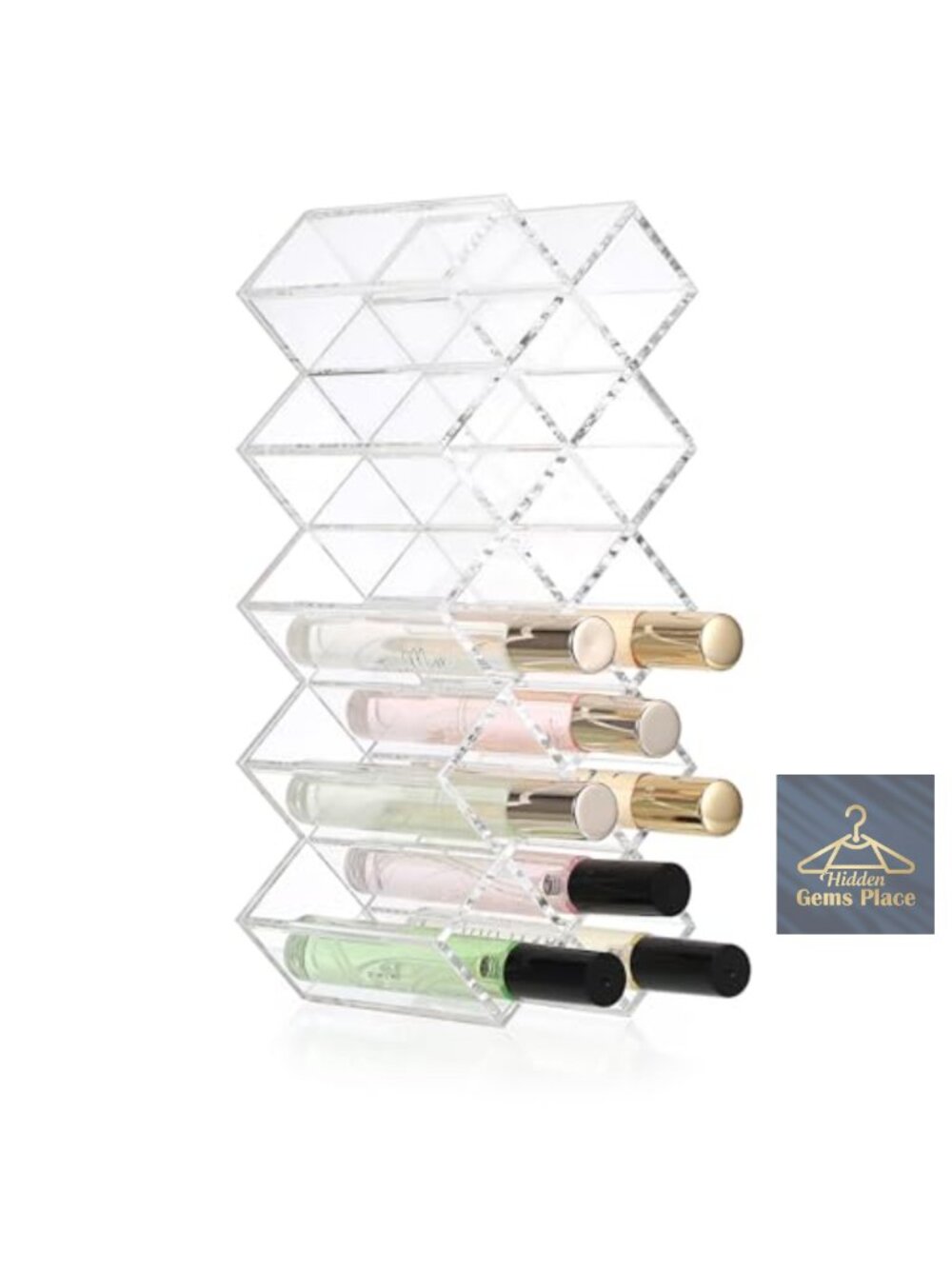 Acrylic Rollerball Perfume Organizer with 14 Slots, Clear Makeup Display Case